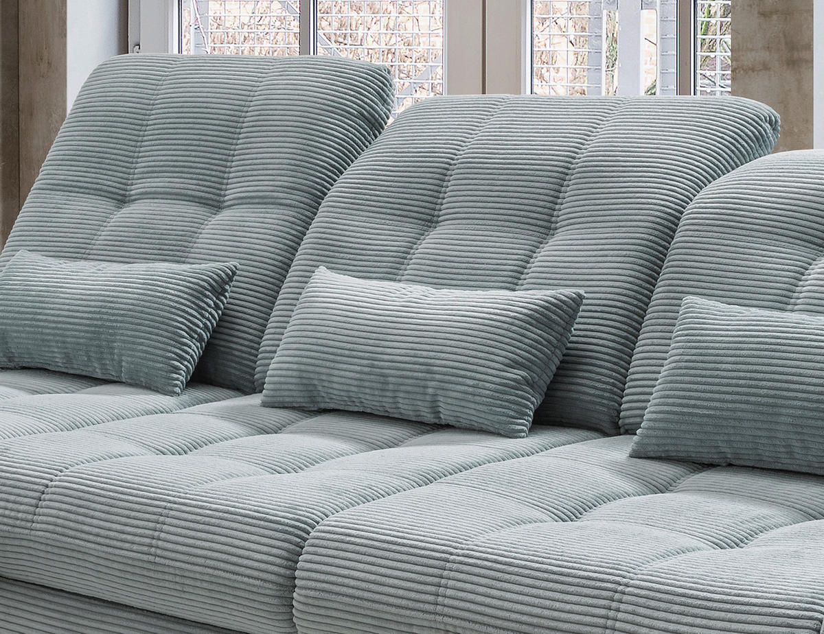 ECKSOFA in Cord Hellblau  - Schwarz/Hellblau, MODERN, Textil/Metall (184/314cm) - Livetastic