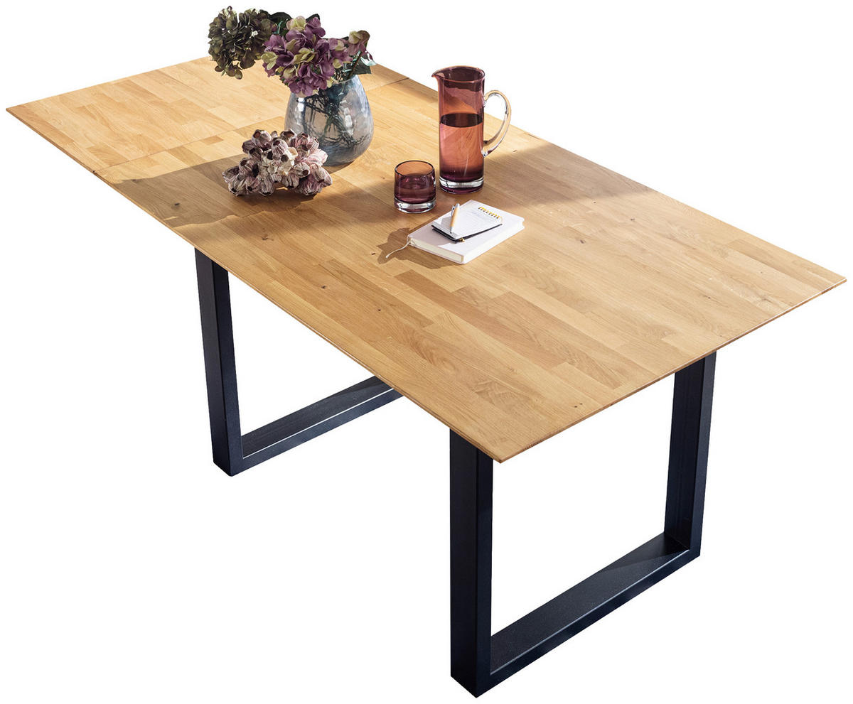 ESSTISCH in Holz, Metall 160/90/75 cm  - Wildeiche/Schwarz, Konventionell, Holz/Metall (160/90/75cm) - Livetastic