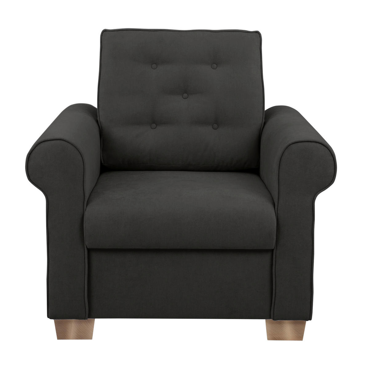 SESSEL in Schwarz  - Buchefarben/Schwarz, Design, Holz/Textil (93/89/82cm) - MID.YOU