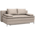 BOXSPRINGSOFA Centa in Flachgewebe Sandfarben  - Sandfarben/Chromfarben, Design, Textil/Metall (200/93/107cm) - Novel