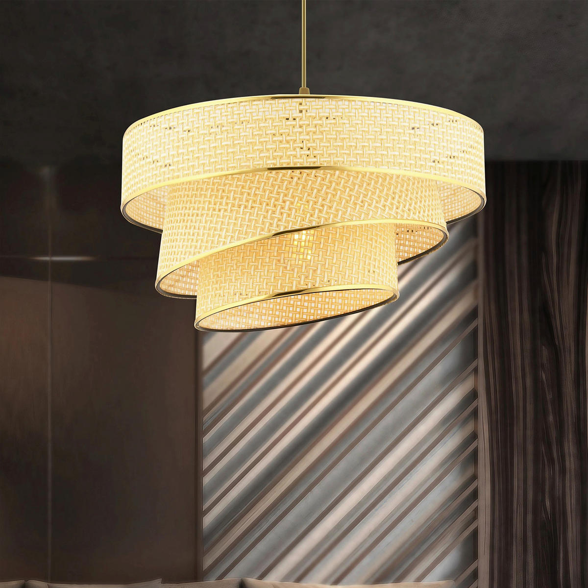 HÄNGELEUCHTE 40/72 cm   - Beige, Design, Textil/Metall (40/72cm) - P & B