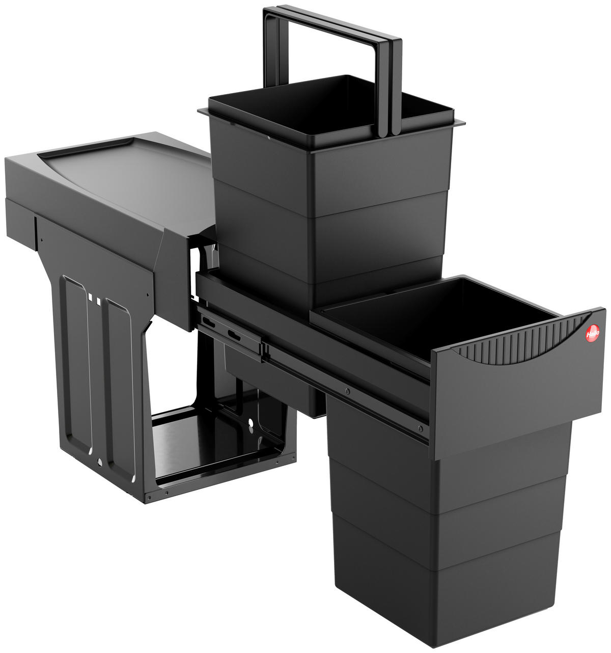 EINBAUABFALLSAMMLER Black Edition 2 x 15 L  - Schwarz, Basics, Kunststoff/Metall (25,1/48,2/40,0cm) - Hailo