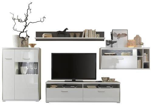 HYLLKOMBINATION  i grå, silver, vit  381/186/52 cm  - vit/silver, Design, metall/trämaterial (381/186/52cm) - Livetastic