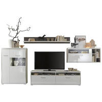 HYLLKOMBINATION  i grå, silver, vit  381/186/52 cm  - vit/silver, Design, metall/trämaterial (381/186/52cm) - Livetastic
