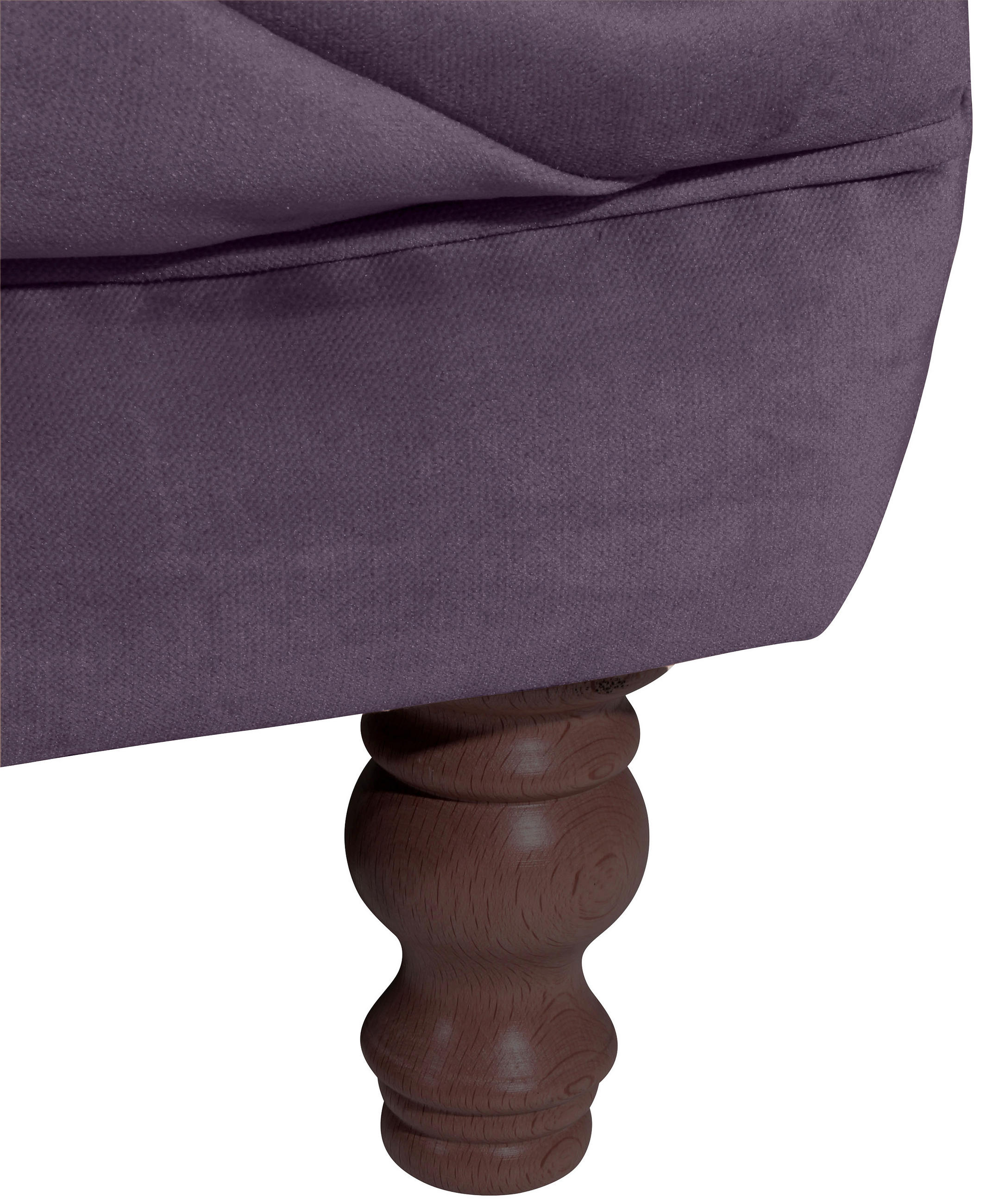 CHESTERFIELD-DREISITZER-SOFA Lila Velours  - Lila/Nussbaumfarben, Design, Holz/Textil (253/80/100cm) - Max Winzer