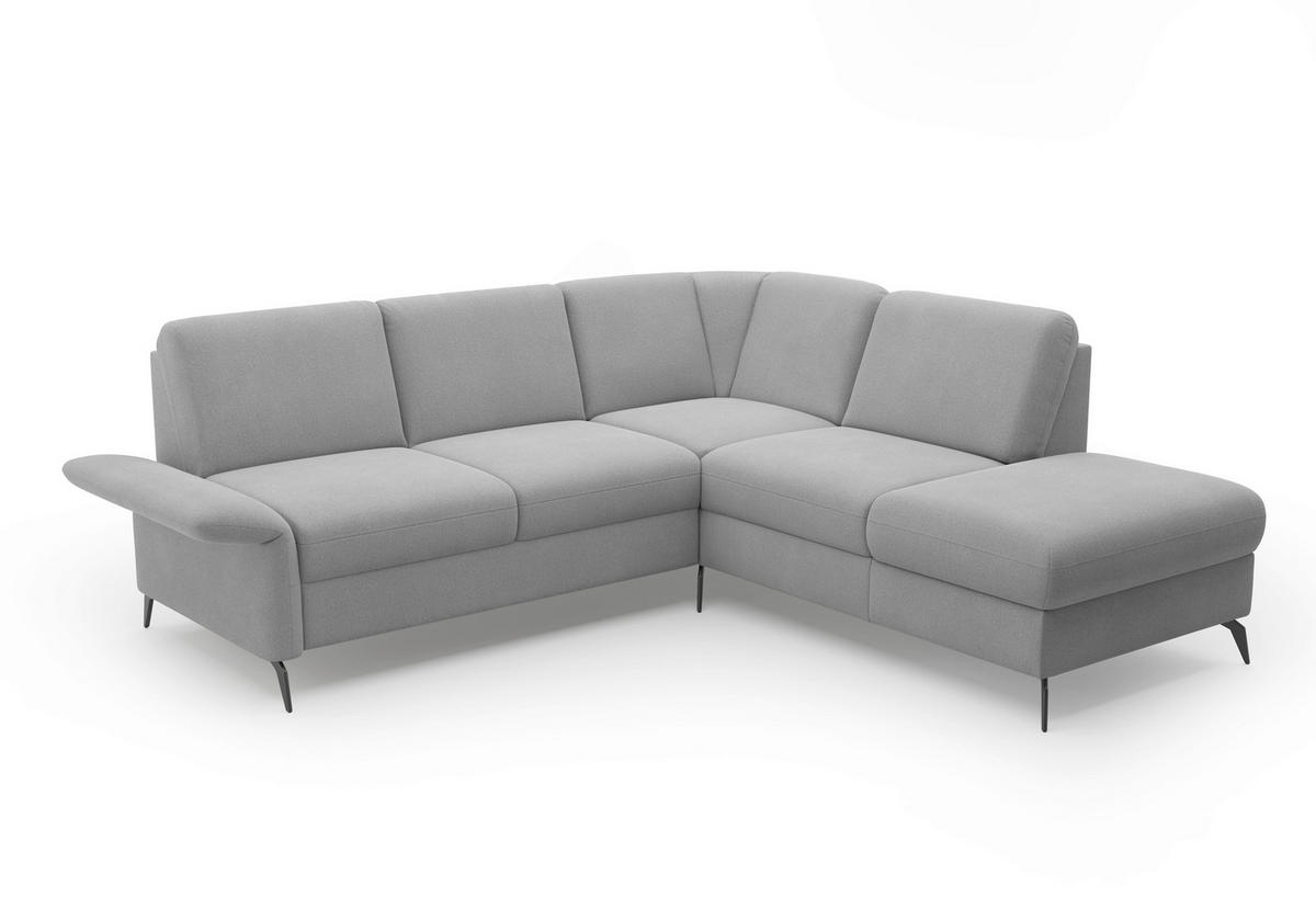 ECKSOFA ROCHELLE E Grau Flachgewebe  - Schwarz/Grau, KONVENTIONELL, Textil/Metall (240/216cm) - Sit & More