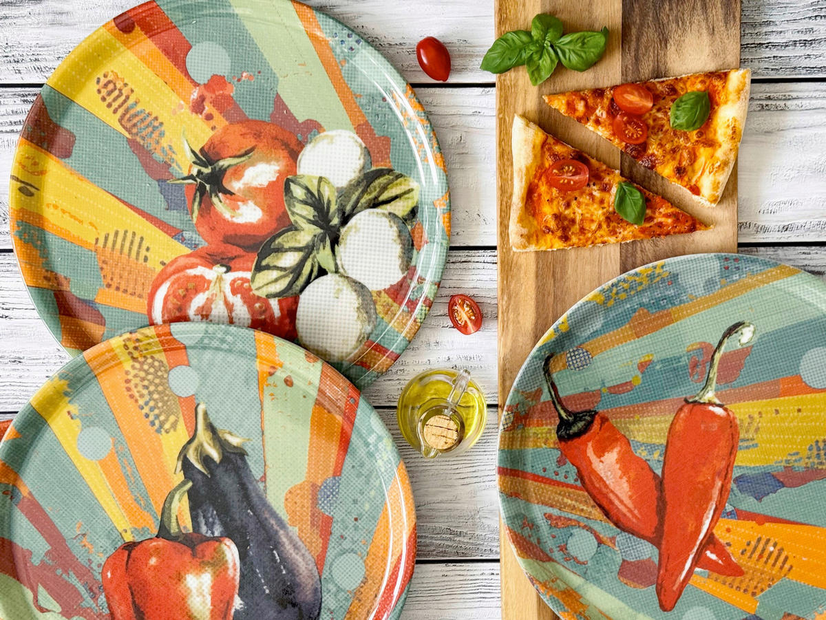 PIZZATELLER Porzellan 4-teilig POP  - Blau/Rot, Basics, Keramik (31/2cm) - Mäser