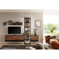 WOHNWAND  in Eichefarben, Dunkelgrau  279/204/37 cm  - Eichefarben/Dunkelgrau, KONVENTIONELL, Holzwerkstoff/Metall (279/204/37cm) - Cantus
