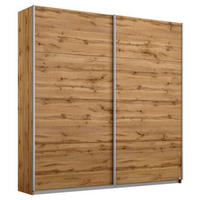 GARDEROB MED SKJUTDÖRRAR 181/230/62 cm 2-dörrar - aluminiumfärg/ekfärgad, Modern, metall/trämaterial (181/230/62cm) - Rauch Möbel