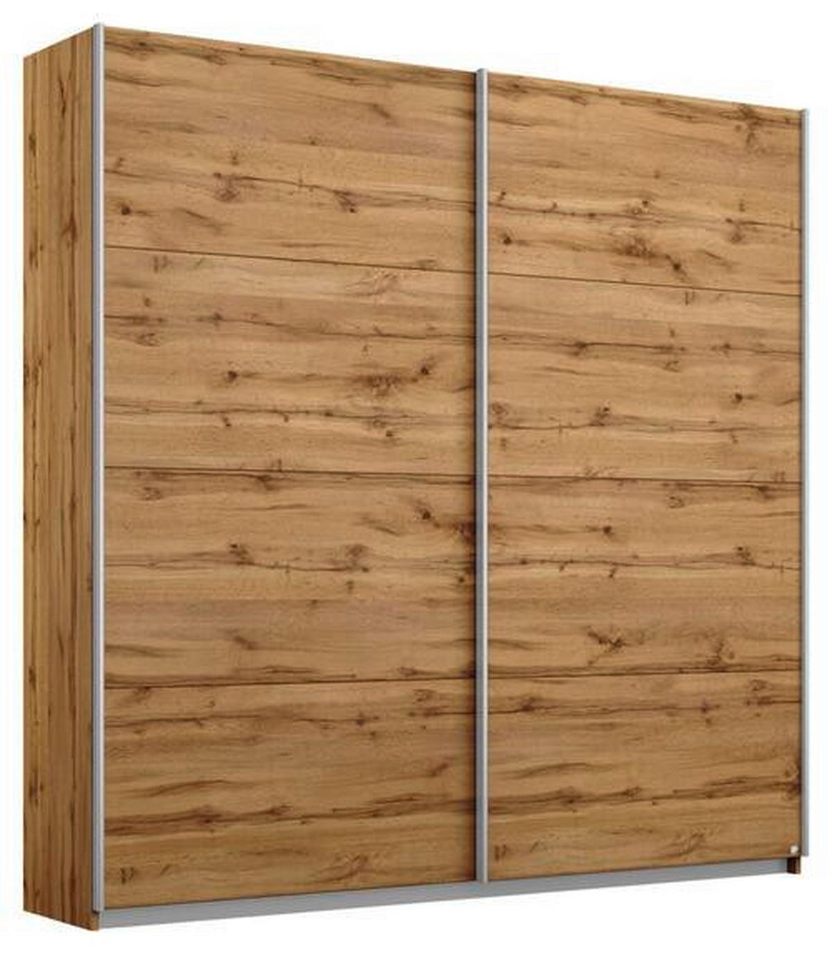 GARDEROB MED SKJUTDÖRRAR 181/230/62 cm 2-dörrar - aluminiumfärg/ekfärgad, Modern, metall/trämaterial (181/230/62cm) - Rauch Möbel
