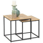 BEISTELLTISCH quadratisch Schwarz, Eichefarben  - Eichefarben/Schwarz, Trend, Metall (30-40/30-40/30-40cm) - Xora