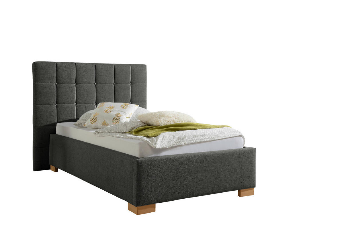 POLSTERBETT 100/200 cm,  in Anthrazit,  - Anthrazit/Naturfarben, MODERN, Holz/Textil (100/200cm) - Livetastic