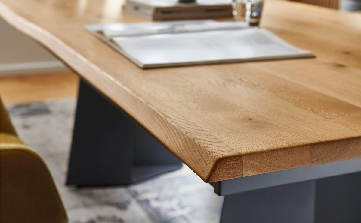 ESSTISCH in Holz, Metall 220/100/75 cm  - Wildeiche/Anthrazit, Design, Holz/Metall (220/100/75cm) - Venjakob