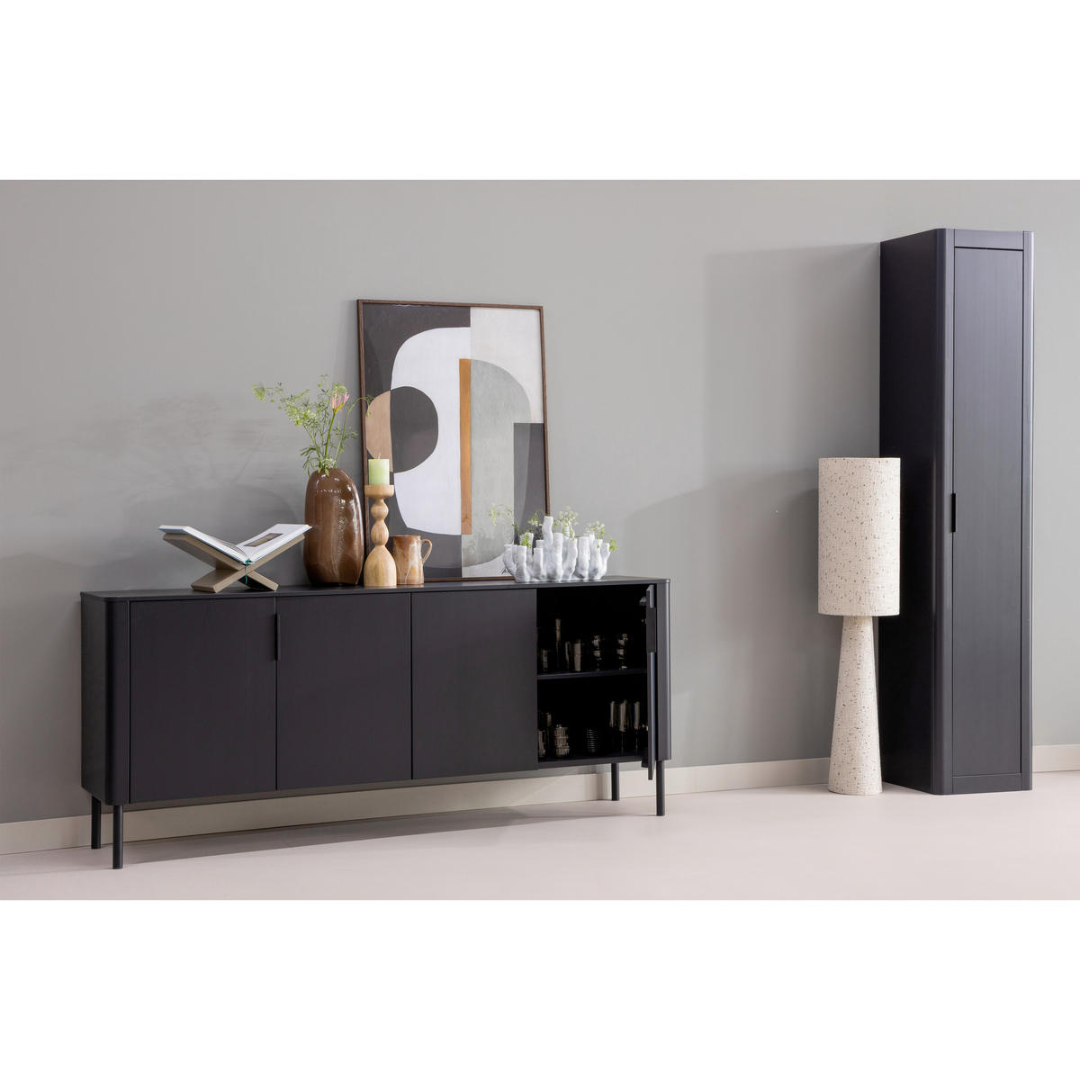 SIDEBOARD Gunnar  in 201/85/44 cm  - Schwarz, Design, Holz/Metall (201/85/44cm) - Livetastic