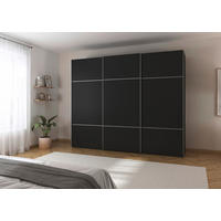 SCHWEBETÜRENSCHRANK  in Schwarz  - Alufarben/Schwarz, KONVENTIONELL, Holzwerkstoff/Metall (242/223/68cm) - Novel