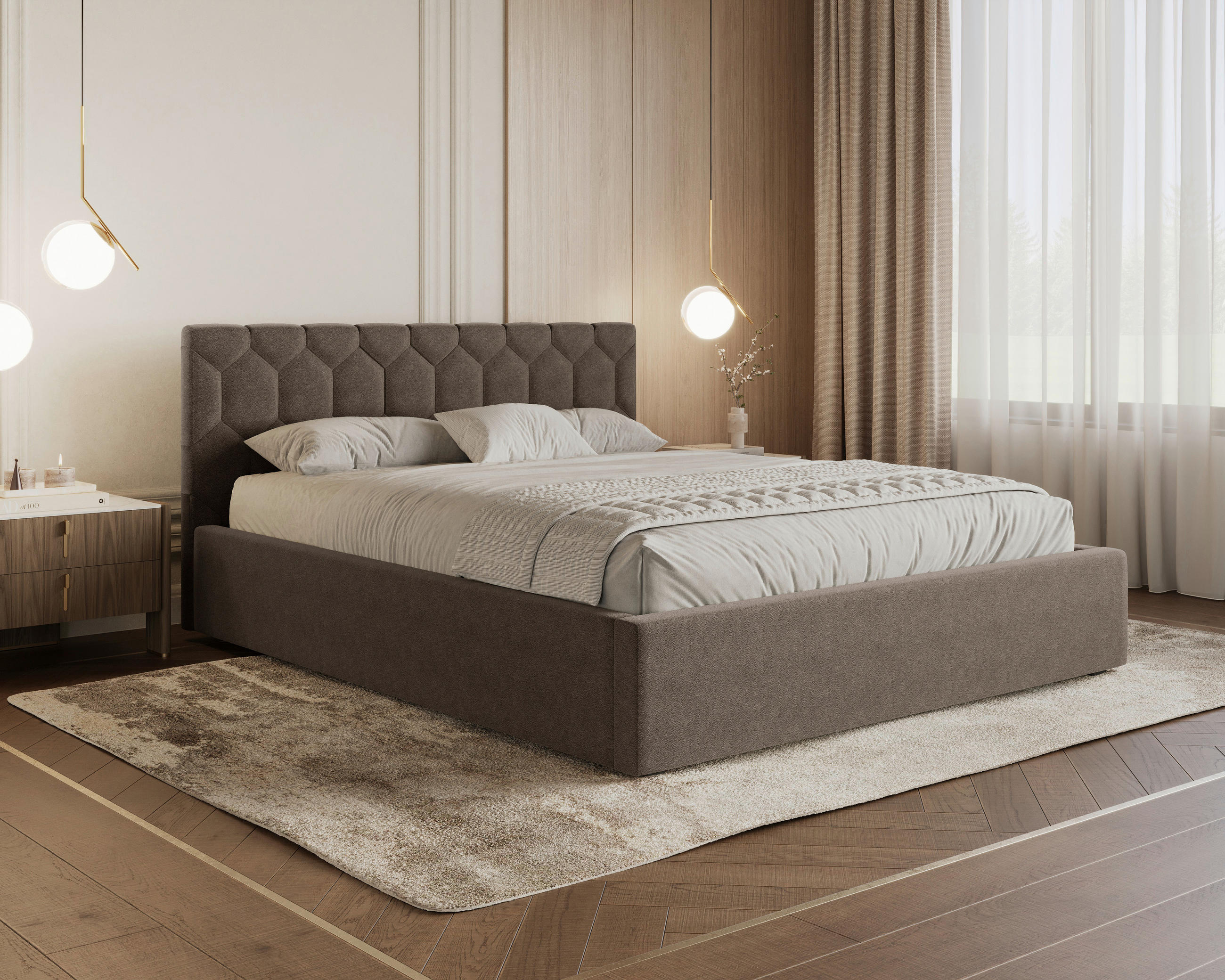 POLSTERBETT Lattenrost, Bettkasten Braun 180/200 cm  - Schwarz/Braun, MODERN, Holz/Kunststoff (180/200cm) - Livetastic
