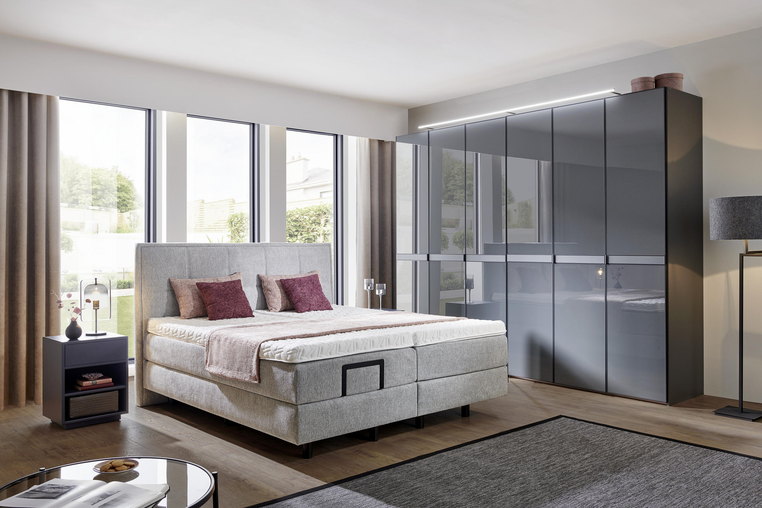 ŠATNÍ SKŘÍŇ S OTOČNÝMI DVEŘMI, antracitová, 298/240/63 cm - černá/antracitová, Design, kompozitní dřevo/sklo (298/240/63cm) - Dieter Knoll