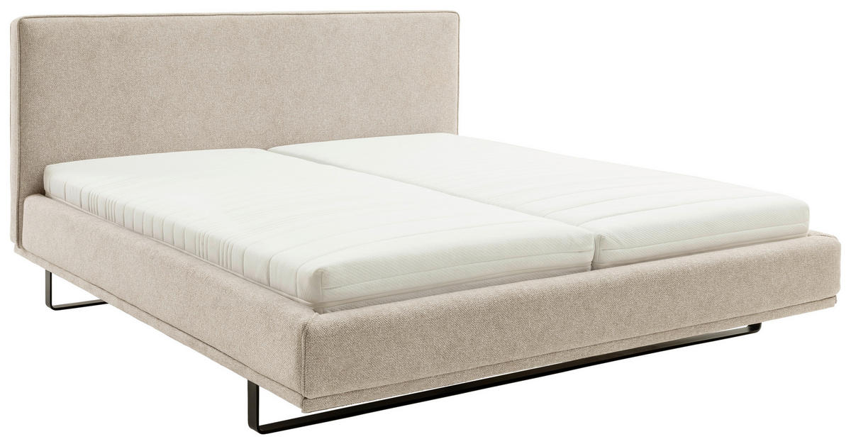POLSTERBETT COMO 180/200 cm  in Beige  - Beige/Schwarz, Design, Textil/Metall (180/200cm) - Schöner Wohnen
