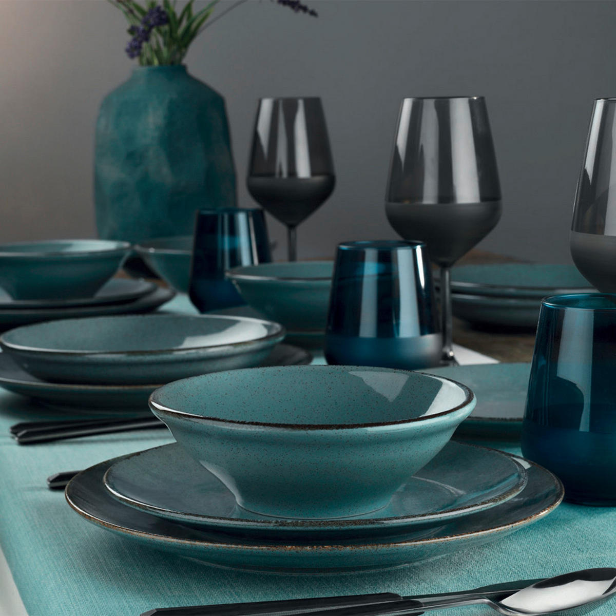 KOMBISERVICE Blau 18-teilig 6 Personen  - Blau, Basics, Keramik (25/25/3cm) - P & B