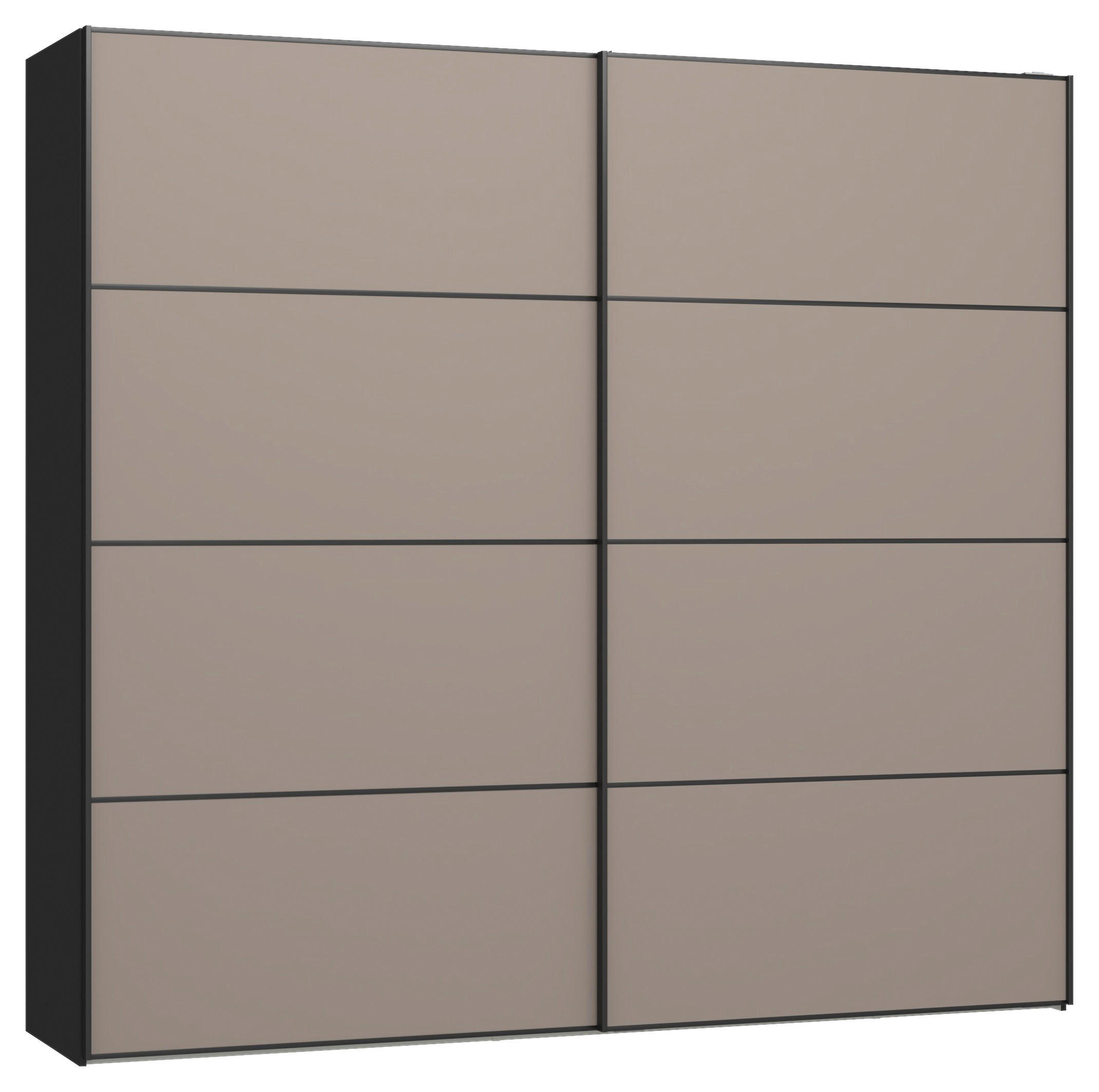 SCHWEBETÜRENSCHRANK 253/236/65 cm 2-türig Hellbraun, Schwarz  - Hellbraun/Schwarz, Design, Holzwerkstoff/Metall (253/236/65cm) - Jutzler