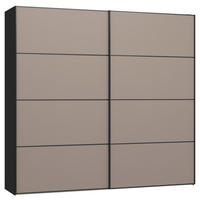 SCHWEBETÜRENSCHRANK 253/236/65 cm 2-türig Hellbraun, Schwarz  - Hellbraun/Schwarz, Design, Holzwerkstoff/Metall (253/236/65cm) - Jutzler