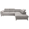ECKSOFA in Webstoff Grau, Hellgrau  - Hellgrau/Schwarz, Design, Textil/Metall (277/237cm) - Stylife