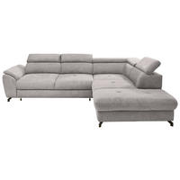 ECKSOFA in Webstoff Grau, Hellgrau  - Hellgrau/Schwarz, Design, Textil/Metall (277/237cm) - Stylife
