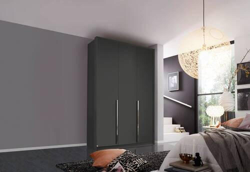 DREHTÜRENSCHRANK in Graphitfarben - Chromfarben/Graphitfarben, Design, Holzwerkstoff/Metall (151/223/60cm) - home24