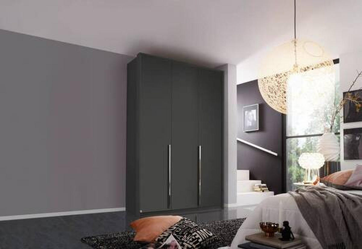 DREHTÜRENSCHRANK  in Graphitfarben  - Chromfarben/Graphitfarben, Design, Holzwerkstoff/Metall (151/223/60cm) - home24