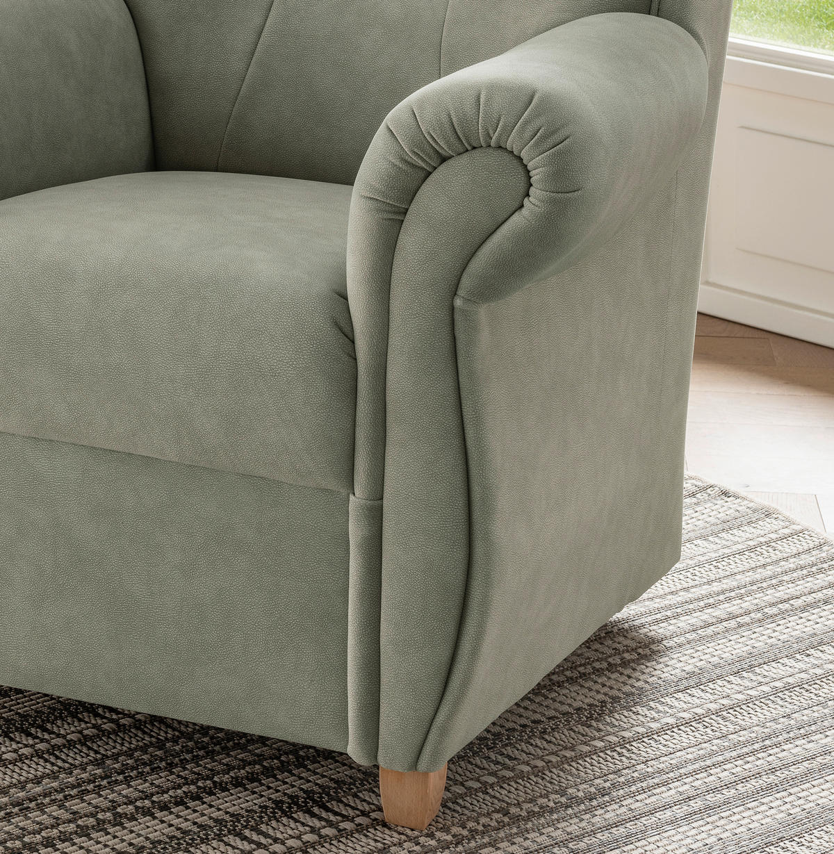 SESSEL Mikrofaser Grün  - Wildeiche/Grün, Konventionell, Holz/Textil (91/100/88cm) - Livetastic