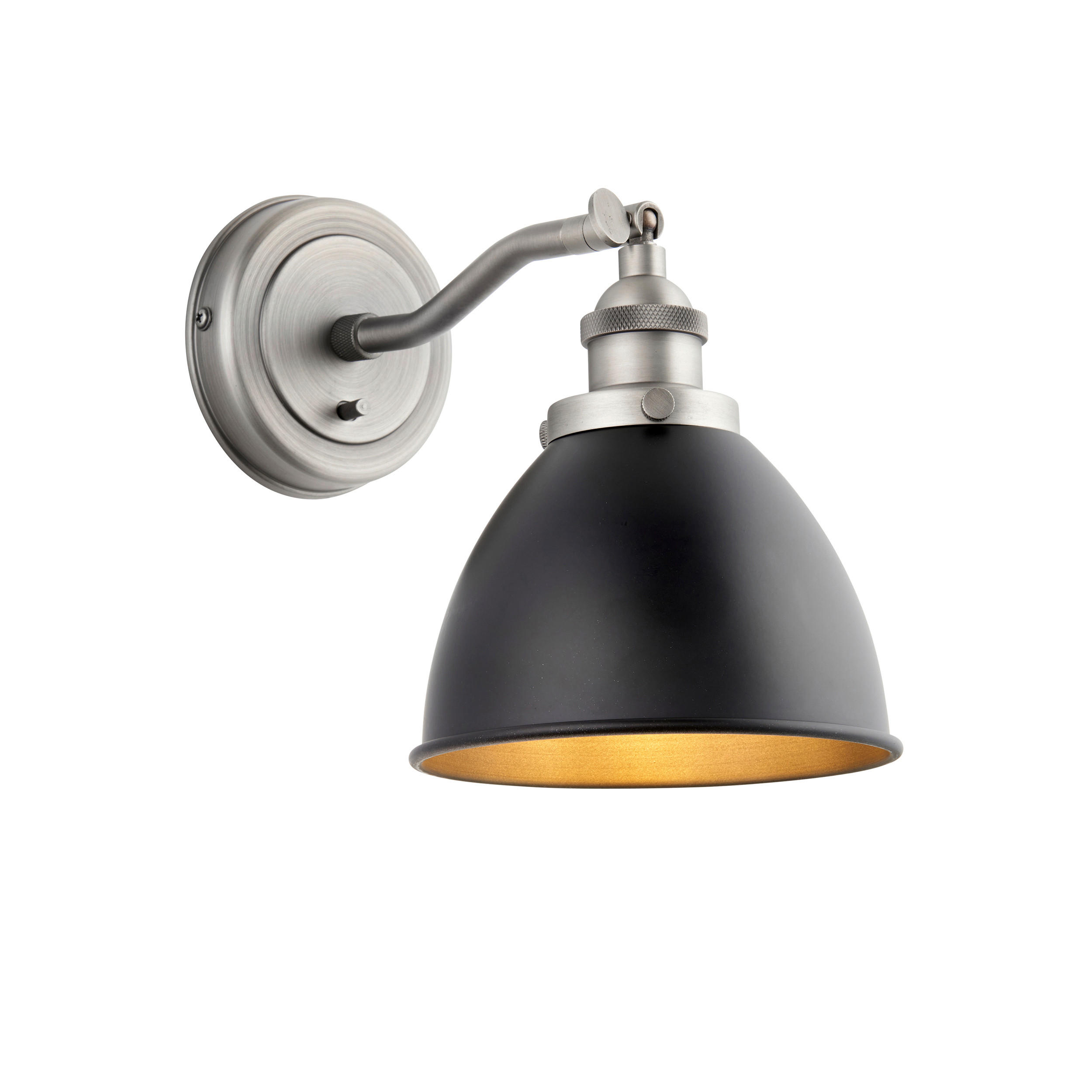 WANDLEUCHTE 15/19.7/25 cm   - Zinkfarben/Schwarz, Basics, Metall (15/19.7/25cm) - ENDON