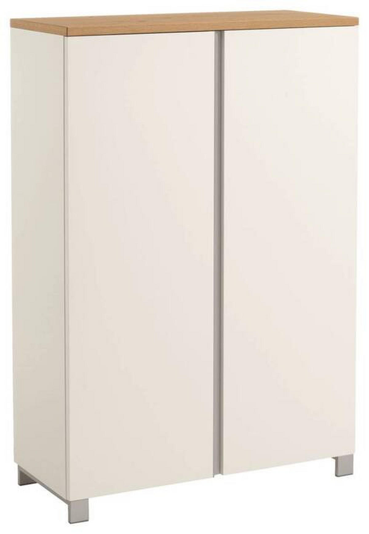 SCHUHSCHRANK Balkeneiche furniert Silberfarben, Weiß, Eichefarben  - Eichefarben/Silberfarben, Design, Holz/Holzwerkstoff (84/126/37cm)