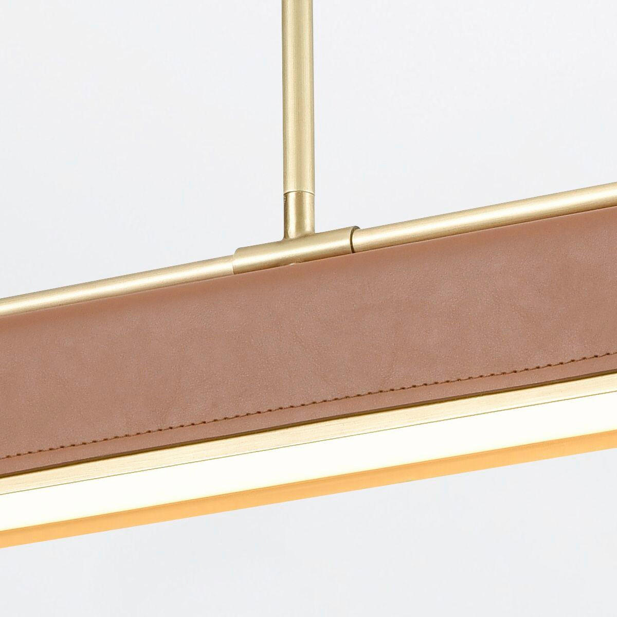 LED-HÄNGELEUCHTE Alora 80/6,4/11,4 cm   - Teakfarben, Natur, Leder/Kunststoff (80/6,4/11,4cm) - Elstead Lighting