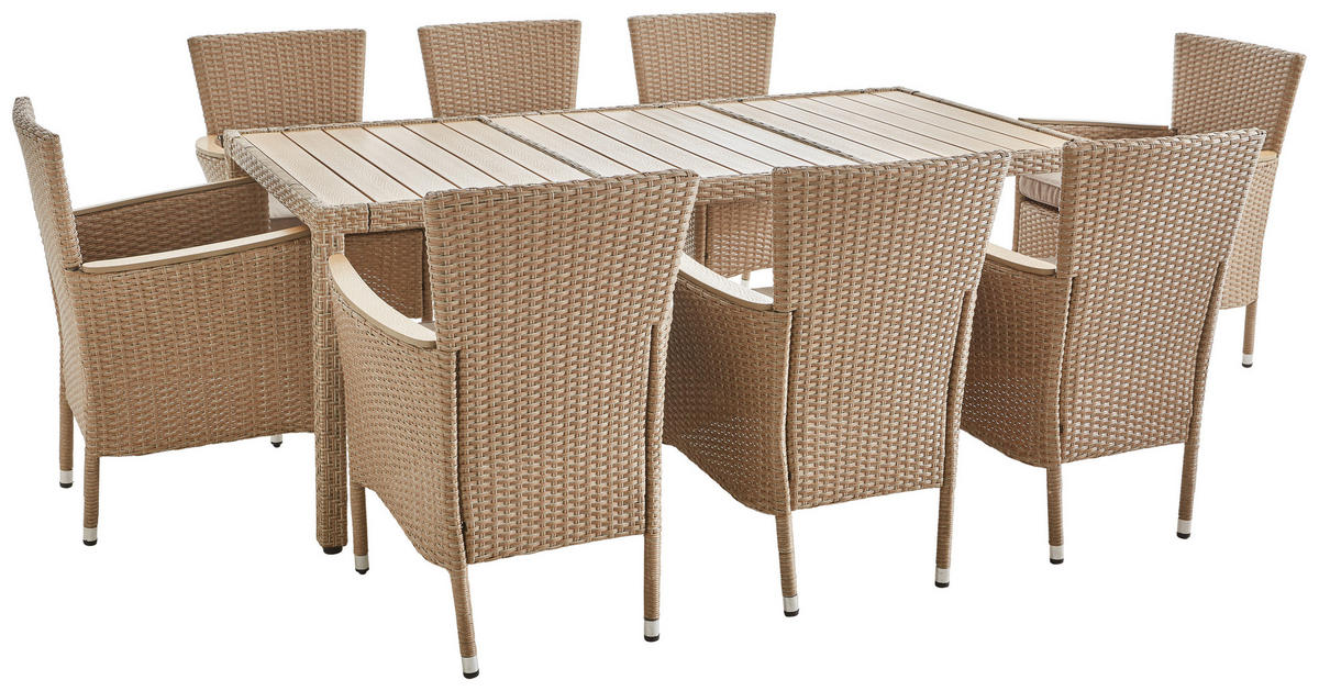 GARTENTISCHGRUPPE beschichtet Stahl  - Braun, MODERN, Kunststoff/Textil - Ambia Garden