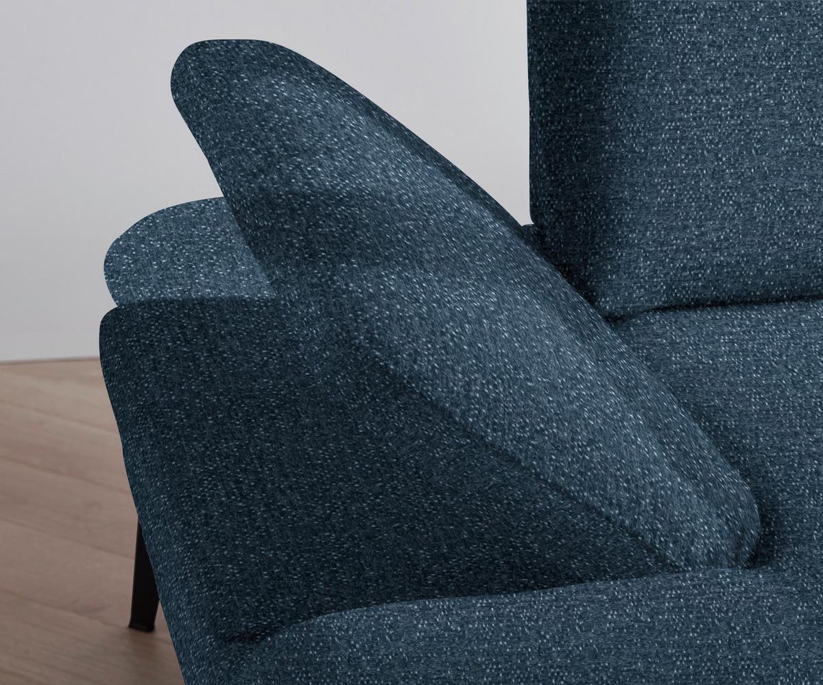 ECKSOFA in Webstoff Blau  - Blau/Schwarz, Design, Textil/Metall (289/180cm) - Stylife