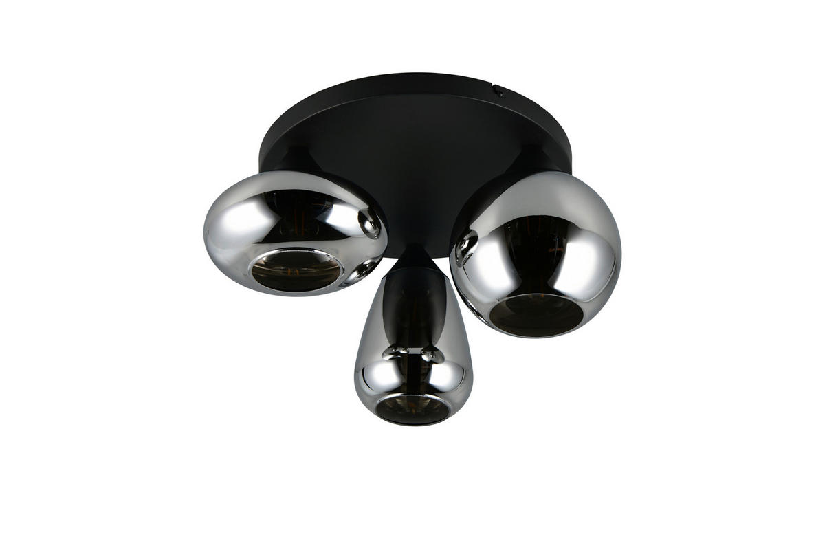 DECKENLEUCHTE LUMINA 48,5/24,5 cm   - Schwarz Hochglanz/Schwarz, Trend, Glas/Metall (48,5/24,5cm) - Trio Leuchten