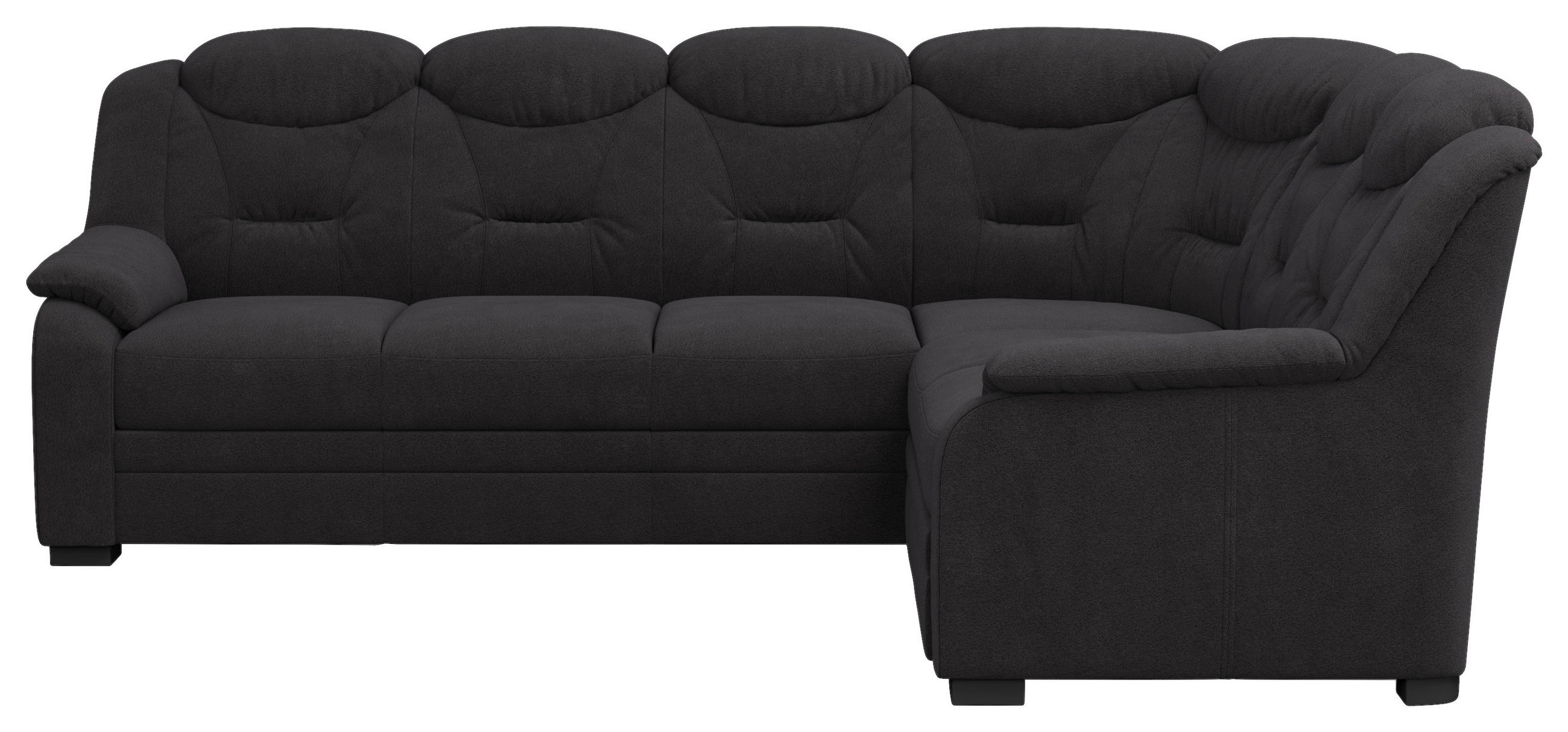 ECKSOFA Schwarz Chenille Bettkasten, Rücken echt  - Schwarz, Basics, Kunststoff/Textil (263/211cm) - MID.YOU