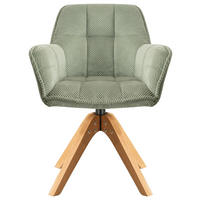 ARMLEHNSTUHL Webstoff  - Eichefarben/Grün, Basics, Holz/Textil (61/85/63cm) - MID.YOU