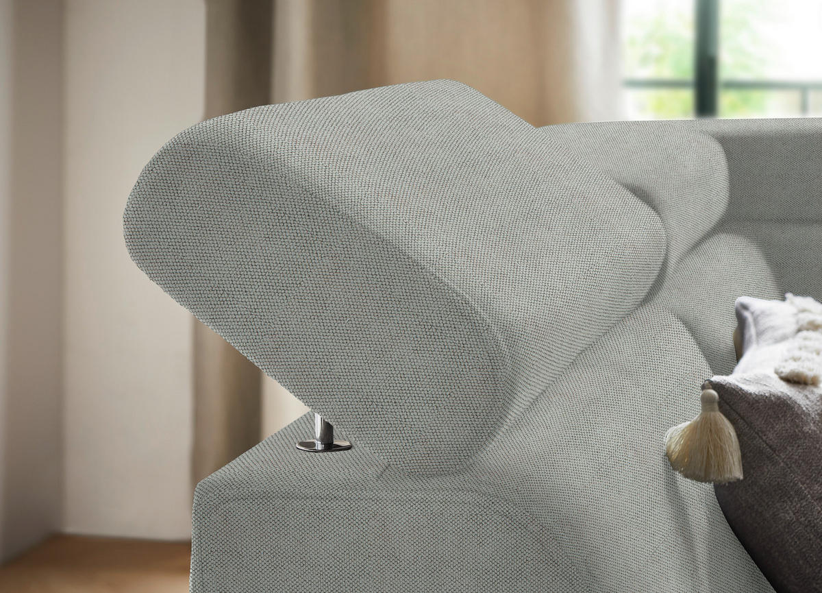 ECKSOFA in Webstoff Silberfarben  - Silberfarben/Schwarz, Design, Textil/Metall (203/260cm) - Stylife