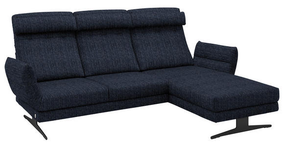 ECKSOFA  in Flachgewebe Dunkelblau  279-327/176-217 cm  - Schwarz/Dunkelblau, Design, Textil/Metall (279-327/176-217cm) - Dieter Knoll