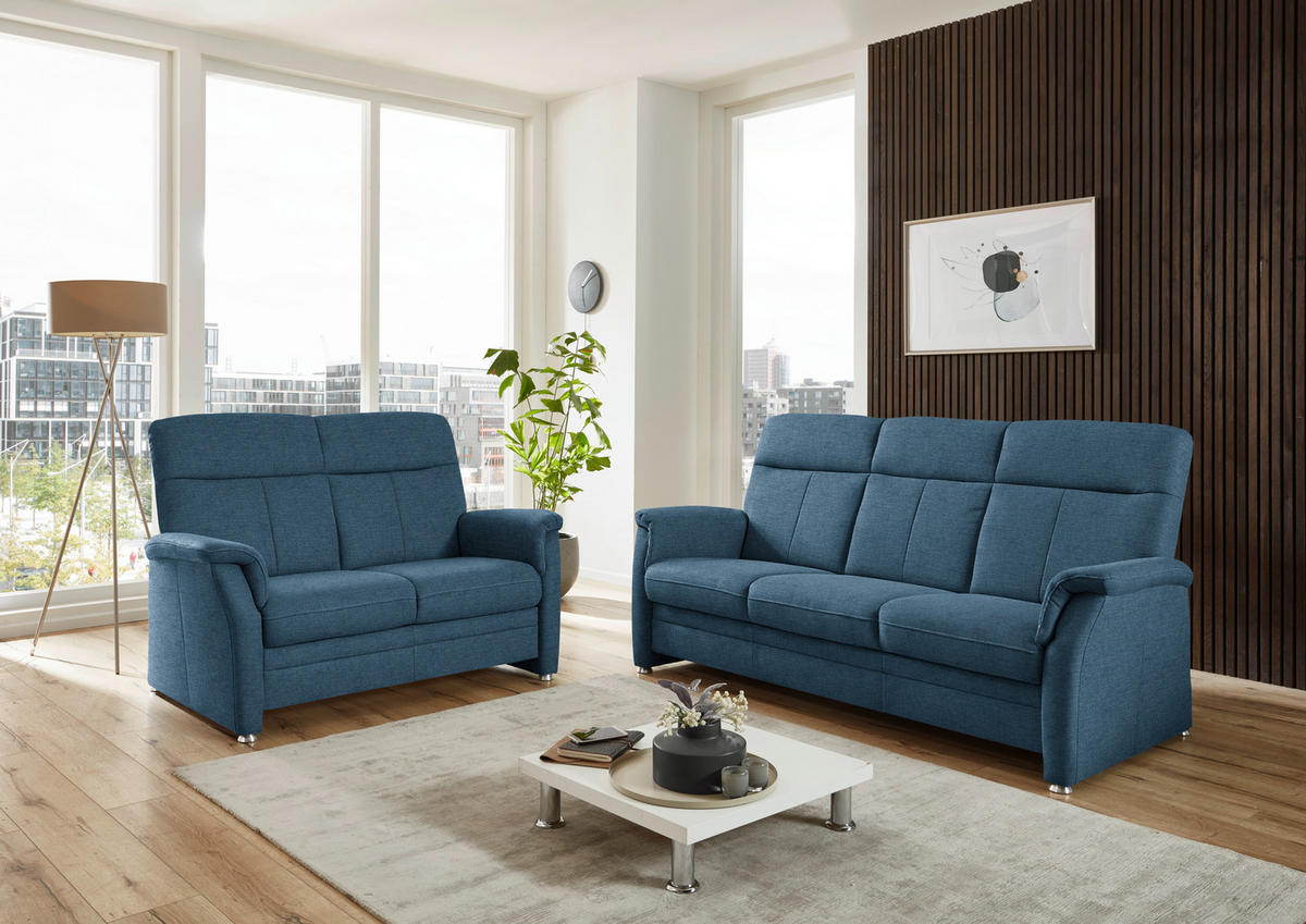 SITZGARNITUR Flachgewebe Blau  - Blau/Alufarben, Konventionell, Textil/Metall (142-194/100/89cm) - Beldomo Comfort