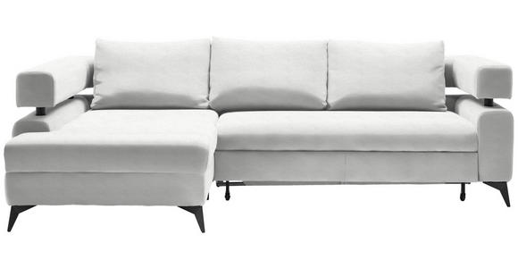 ECKSOFA in Chenille Weiß  - Schwarz/Weiß, KONVENTIONELL, Textil/Metall (184/265cm) - Hom`in