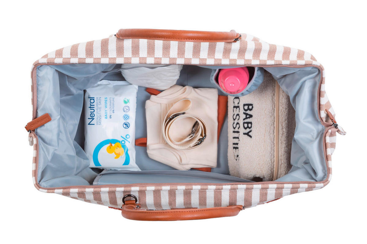 WICKELTASCHE Mommy Bag Terracotta Nude Streifen  - Beige/Terracotta, KONVENTIONELL, Kunststoff/Textil (55/30/40cm) - Childhome