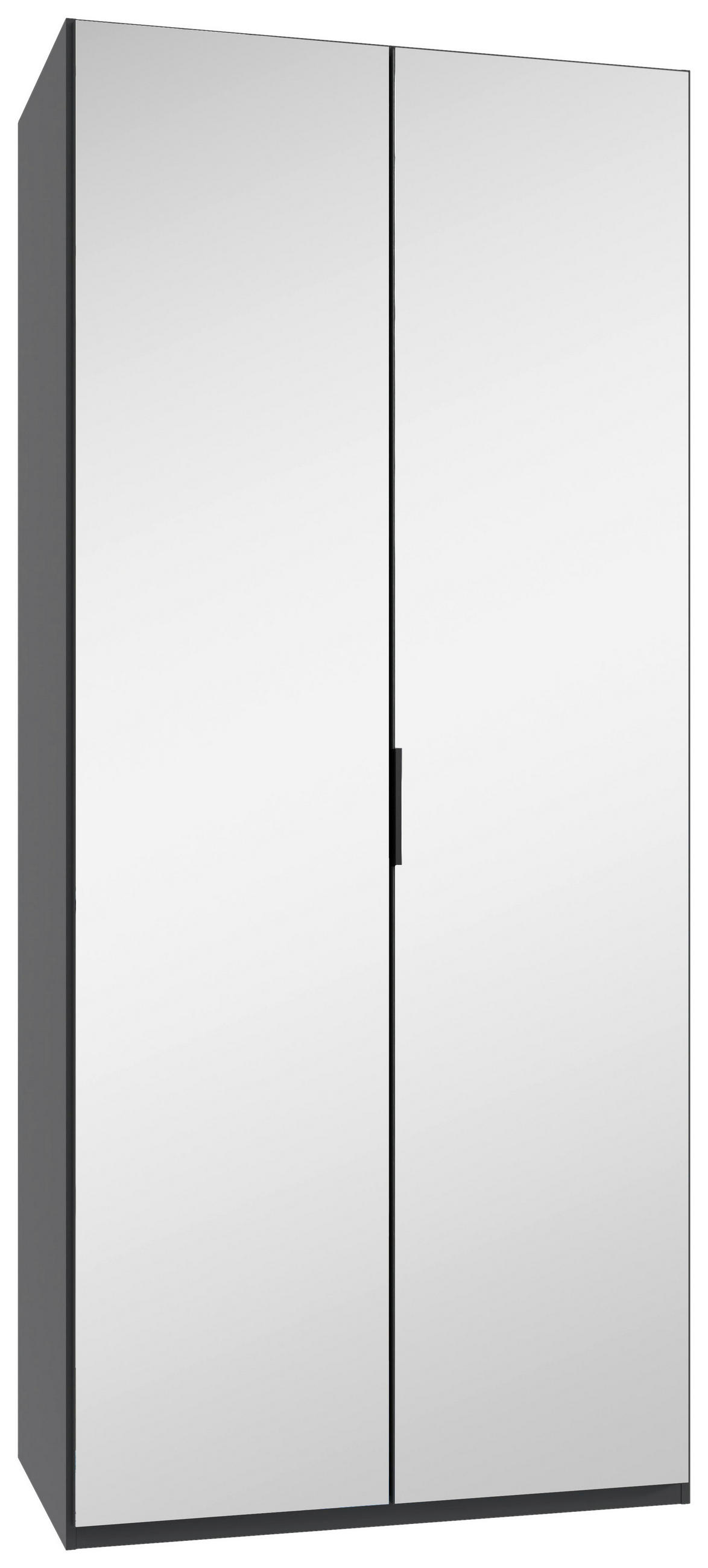 GARDEROB MED VIKDÖRRAR 100/236/58 cm 1-dörrar - grafitfärgad/svart, Design, trämaterial/glas (100/236/58cm) - Boxxx