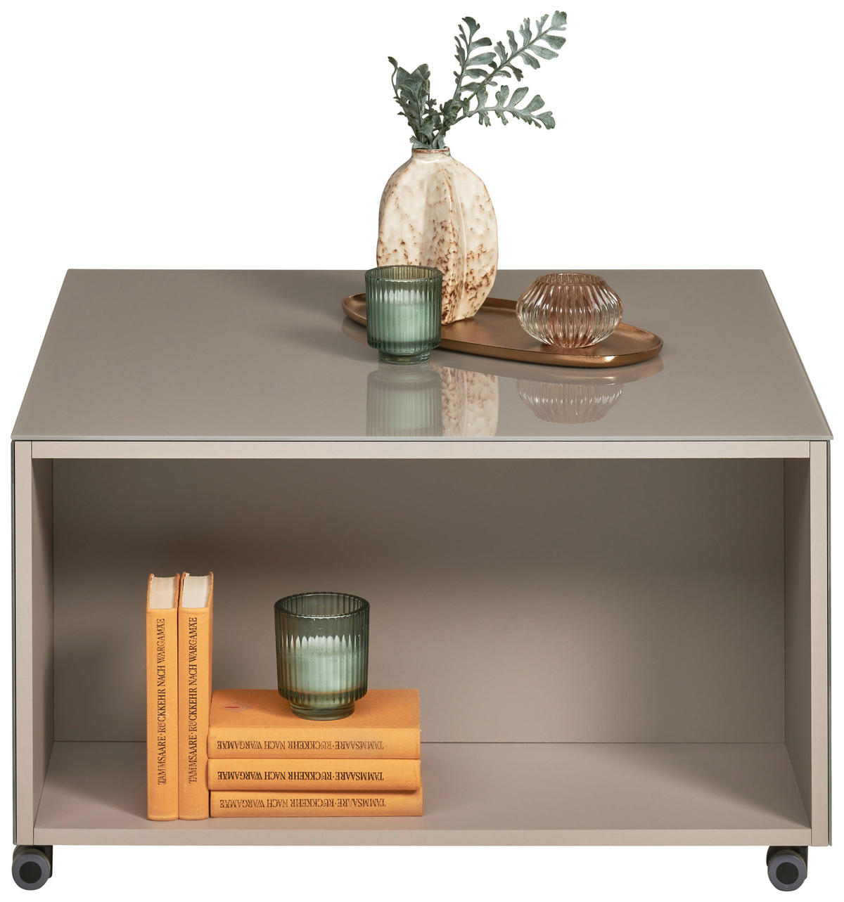 COUCHTISCH Flachglas 75/75/42 cm rechteckig Taupe  - Taupe, Design, Glas/Holzwerkstoff (75/75/42cm) - Novel