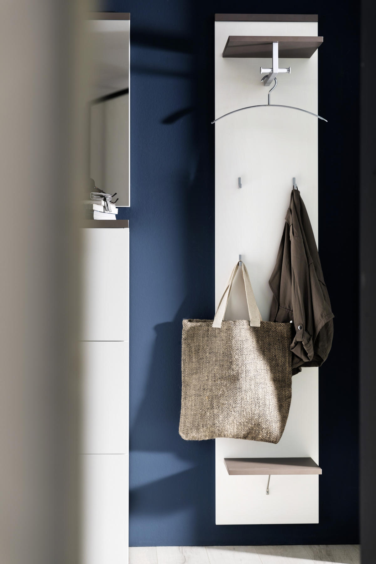 GARDEROBE 4-teilig  in 301/233/35 cm  - Weiss/Braun, Design, Glas/Holzwerkstoff (301/233/35cm) - Moderano
