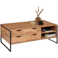 COUCHTISCH Akazie Hartholz 118/70/45 cm rechteckig Schwarz, Akaziefarben  - Schwarz/Akaziefarben, Trend, Holz/Metall (118/70/45cm) - Ambia Home