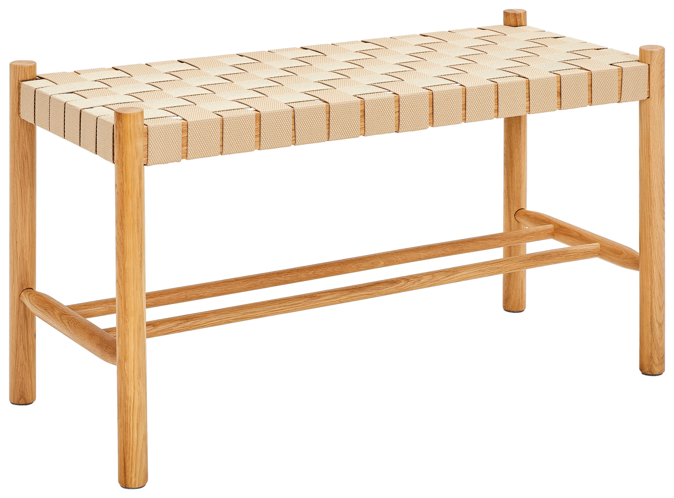 SITZBANK 81/45/35 cm Textilgeflecht Naturfarben Eiche massiv  - Naturfarben, KONVENTIONELL, Holz/Textil (81/45/35cm) - MID.YOU