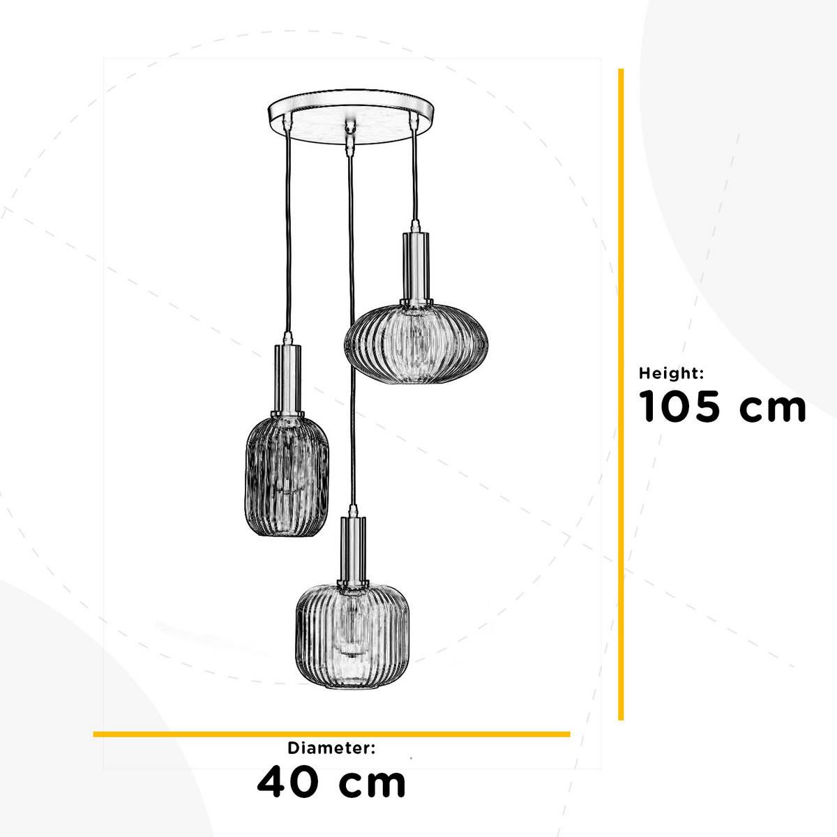 ZÁVĚSNÉ SVÍTIDLO, 40/40/110 cm  - vícebarevná, Konvenční, kov (40/40/110cm)