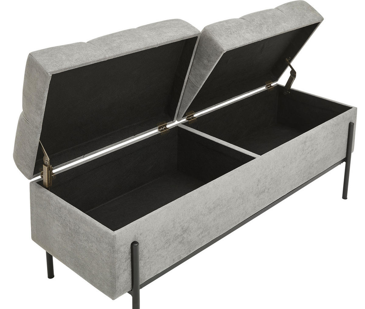 BÄNK i metall, textil, trämaterial grå, svart  - svart/grå, Trend, metall/trämaterial (121/47/41cm) - Xora